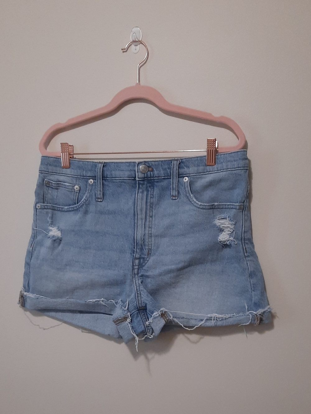 Madewell Light Blue Distressed Denim Shorts
